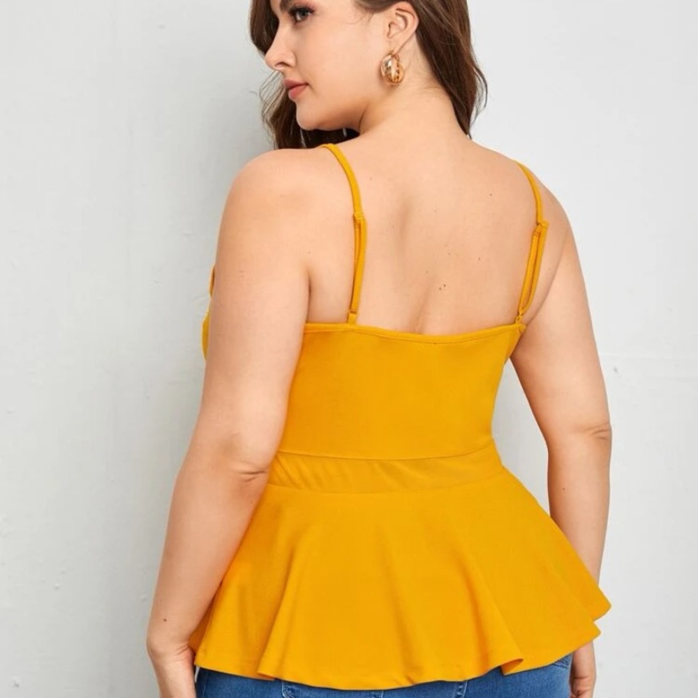 SHEIN Plus Mesh Insert Peplum Cami Top